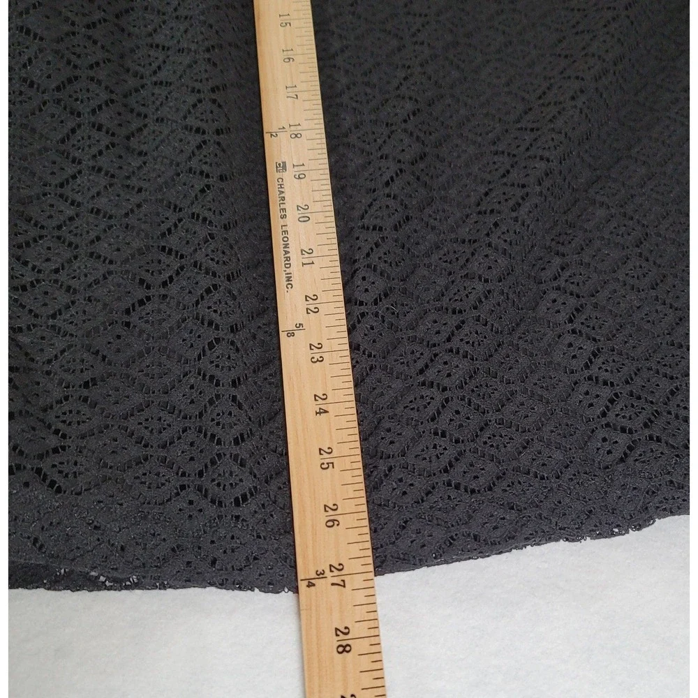Banana Republic Lace Eyelet Top Women Black Geometric Long Sleeve Back Zip XXL